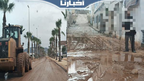 ساعة من الأمطار تحول شوارع مدينة وادلاو الساحلية إلى برك من الأوحال